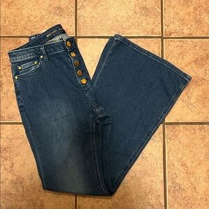 Michael Kors Dark Blue Flare Jeans with Gold Accents
